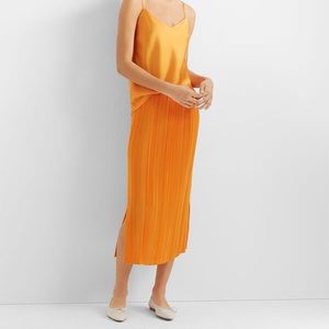 Bright orange accordion Club Monaco midi skirt